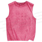 Unisex Japanese Graffiti Printed Washed Tank Top