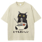 Cats Eat Ramen Noodles Washed T-Shirt