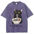 Cats Eat Ramen Noodles Washed T-Shirt