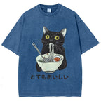 Cats Eat Ramen Noodles Washed T-Shirt