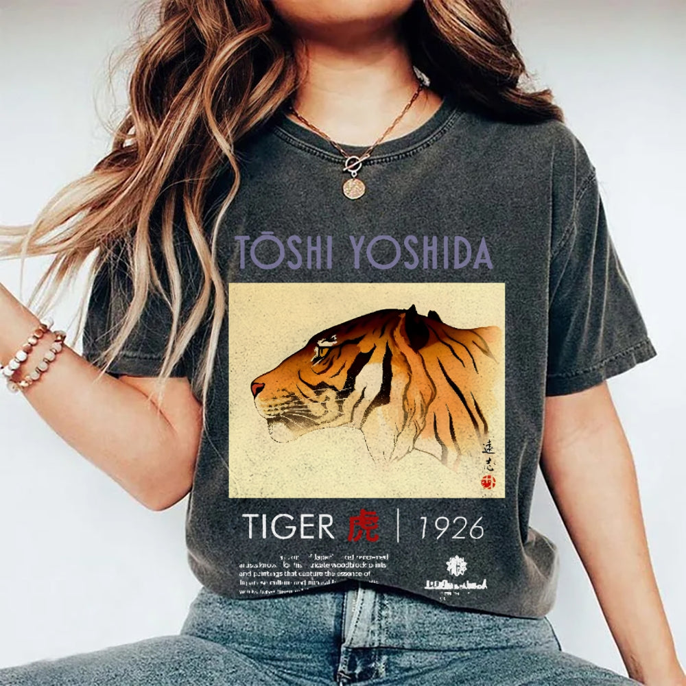 Toshi Yoshida Tiger Vintage Wash Japanese Design T-Shirt