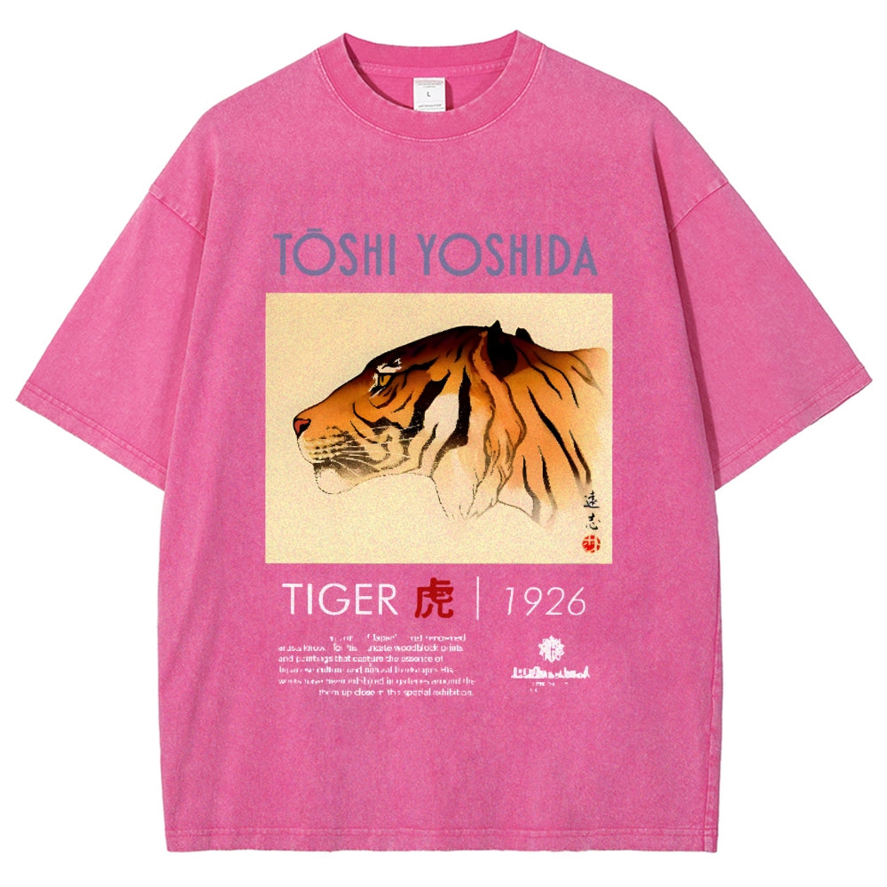 Toshi Yoshida Tiger Vintage Wash Japanese Design T-Shirt