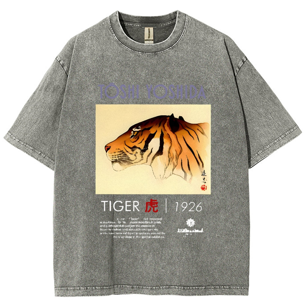Toshi Yoshida Tiger Vintage Wash Japanese Design T-Shirt