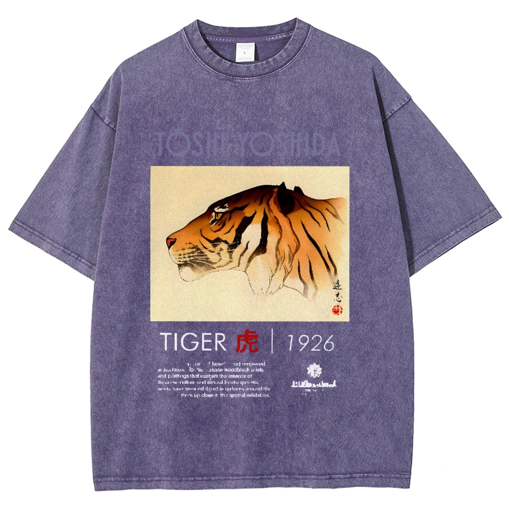 Toshi Yoshida Tiger Vintage Wash Japanese Design T-Shirt