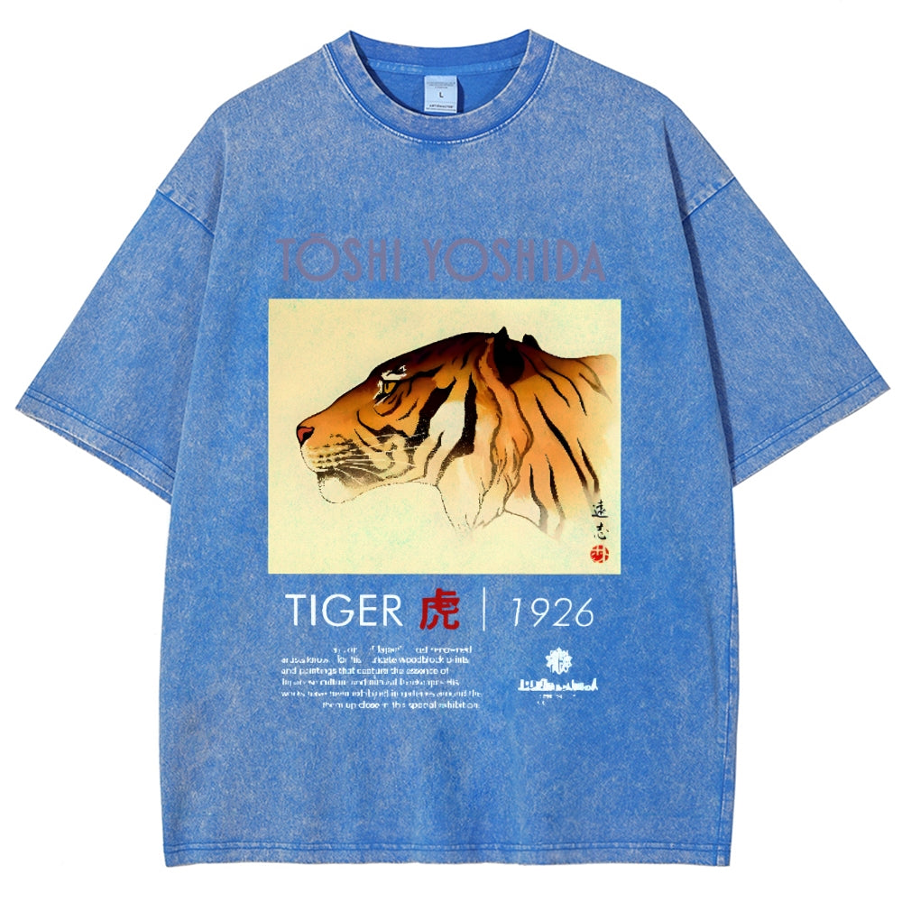Toshi Yoshida Tiger Vintage Wash Japanese Design T-Shirt
