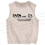 Unisex Sunny And Moo Printed Washed Tank Top
