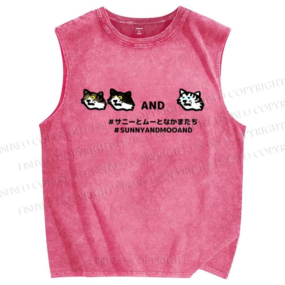 Unisex Sunny And Moo Printed Washed Tank Top