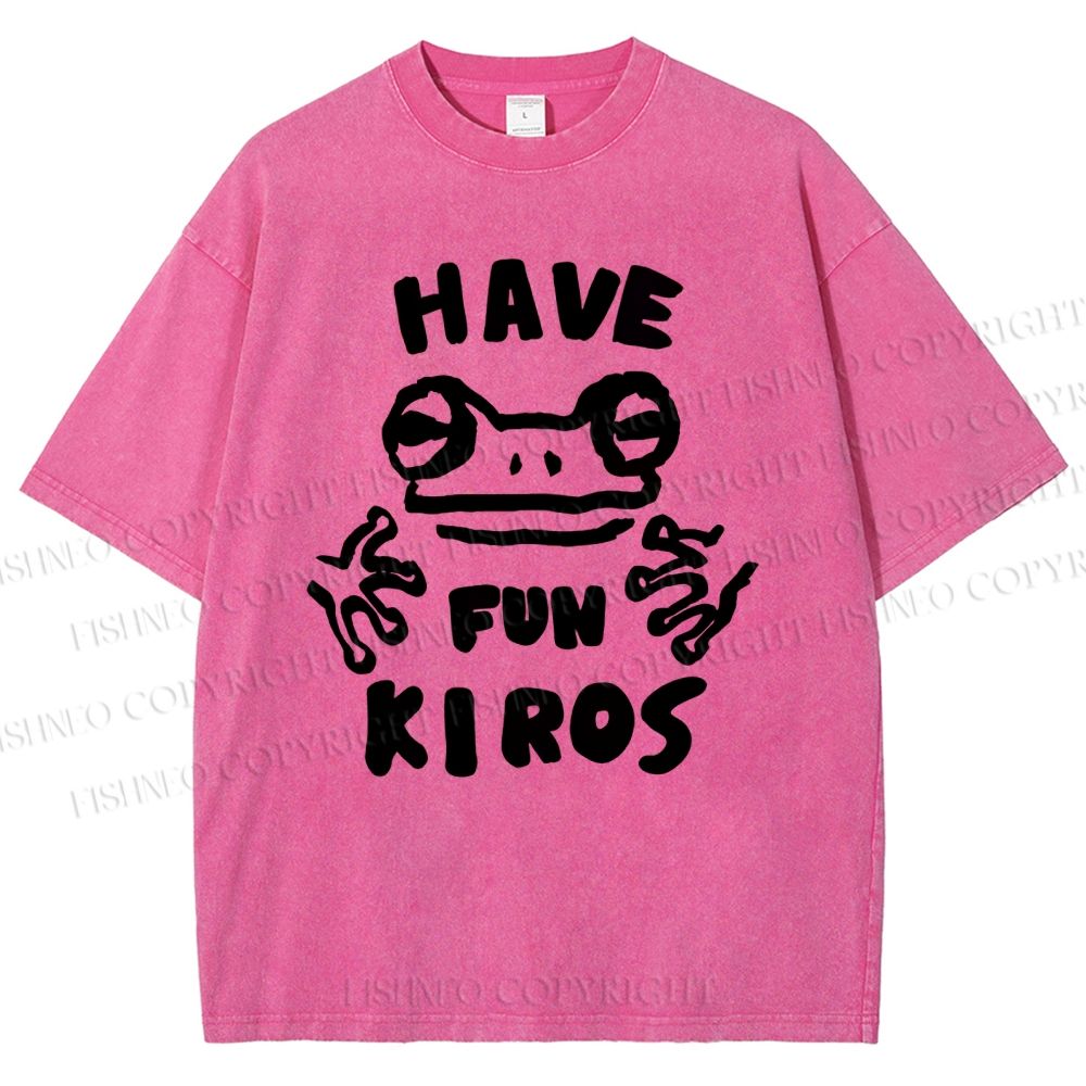 Unisex Have Fun Kiros Frog Printed Washed Tee