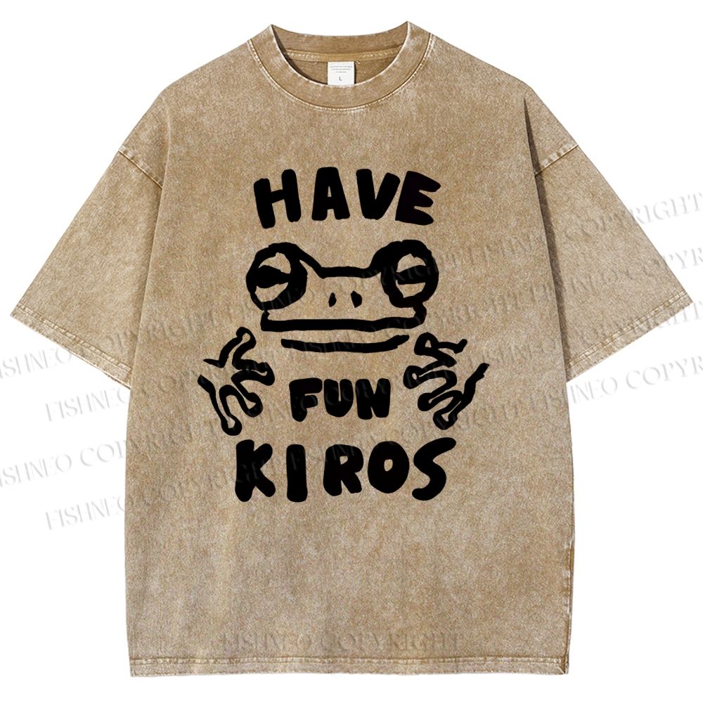 Unisex Have Fun Kiros Frog Printed Washed Tee