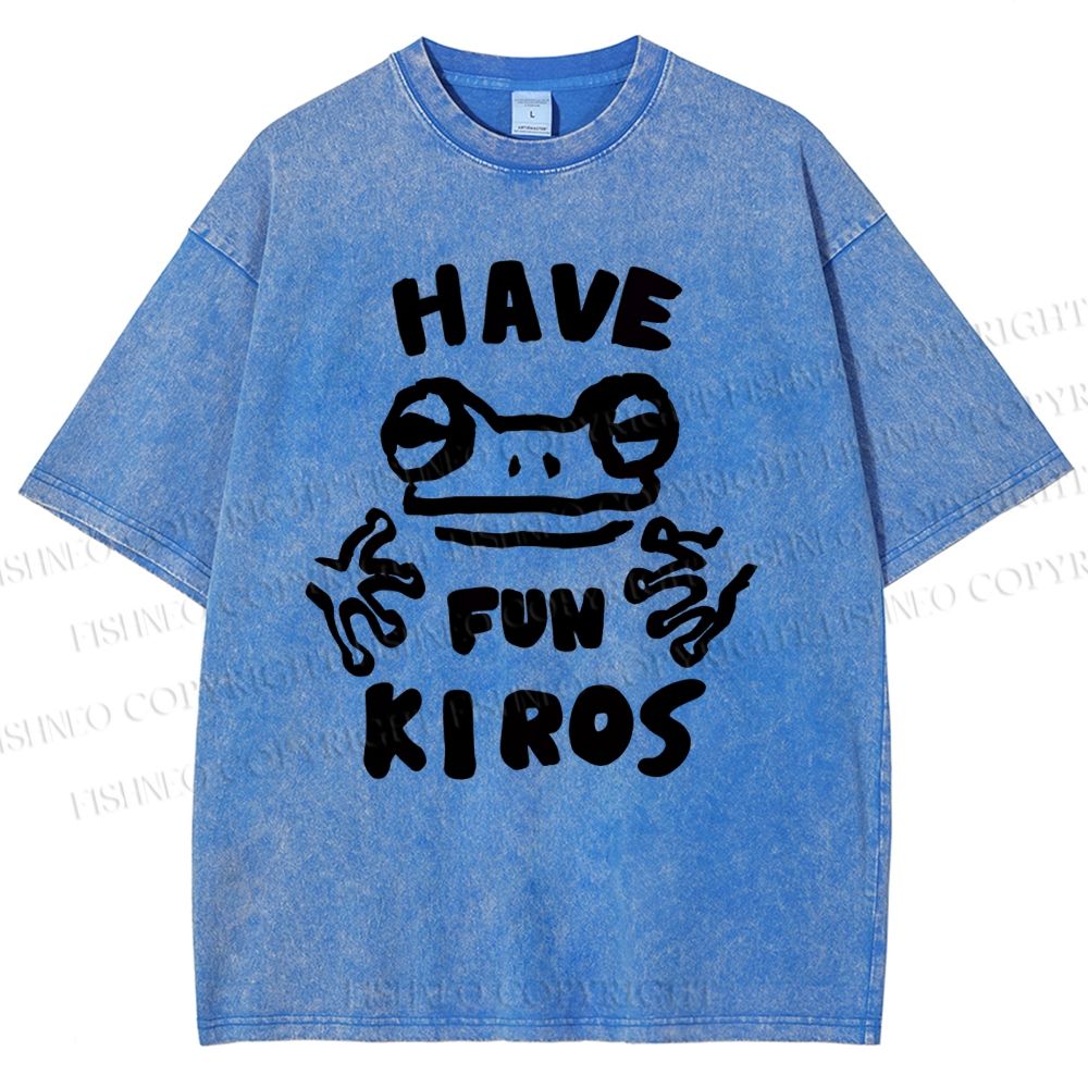 Unisex Have Fun Kiros Frog Printed Washed Tee