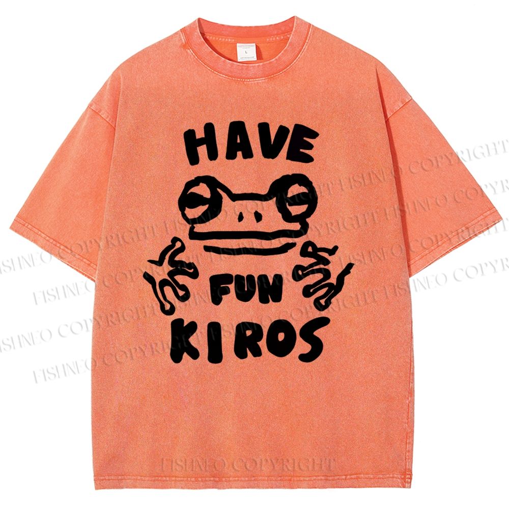Unisex Have Fun Kiros Frog Printed Washed Tee