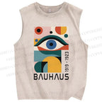 Unisex Colorful Art Eyes Printed Washed Tank Top