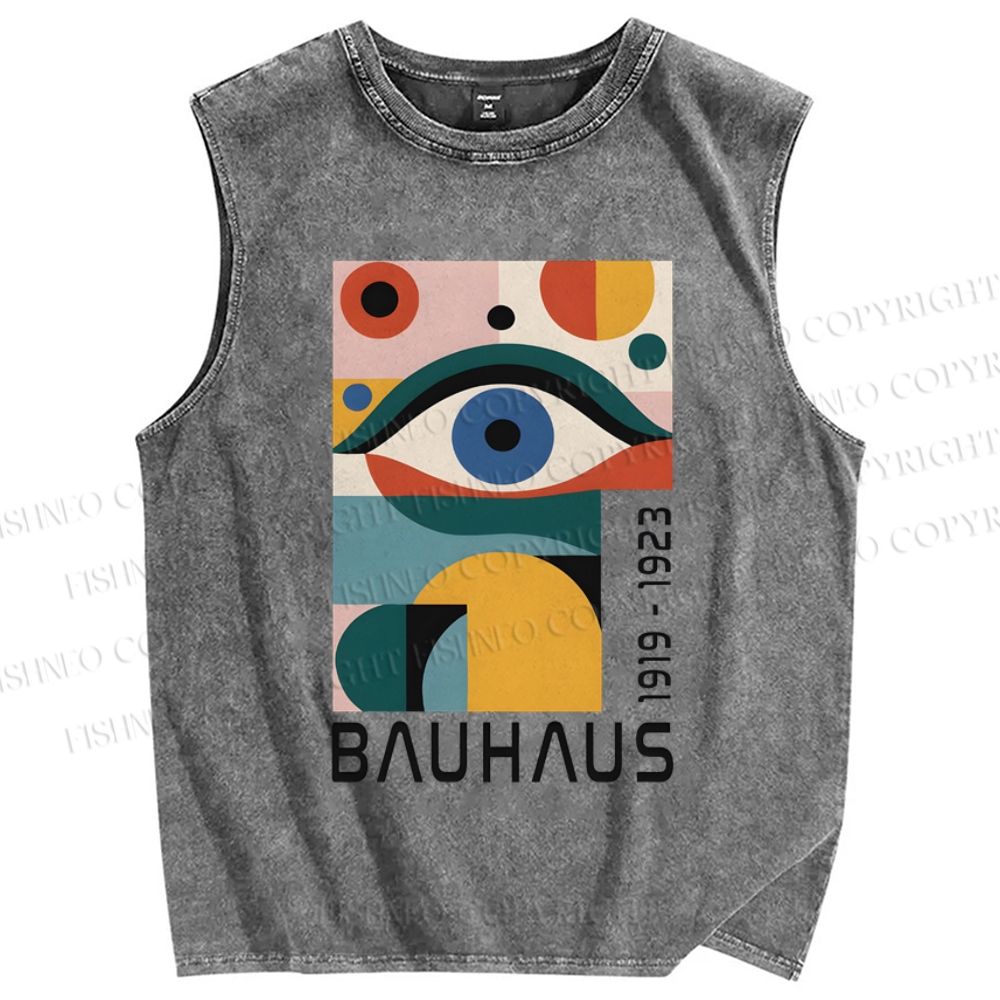 Unisex Colorful Art Eyes Printed Washed Tank Top