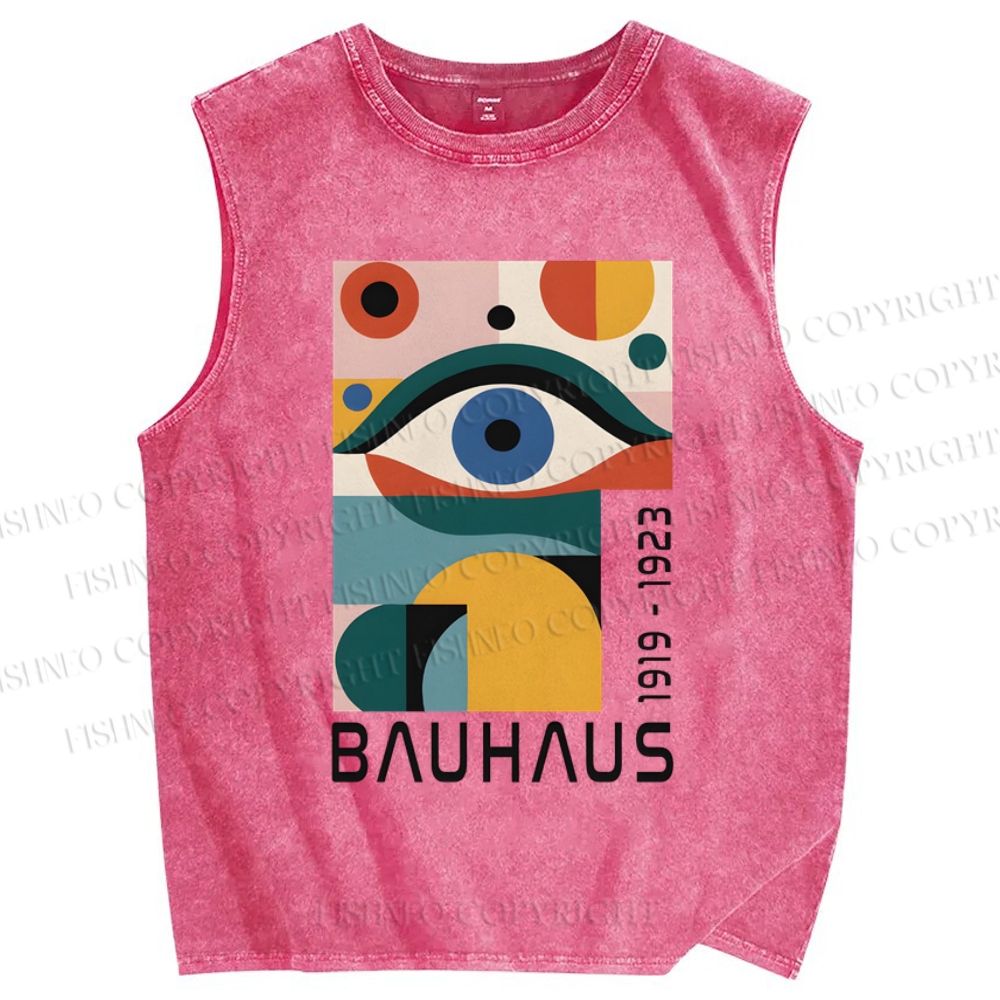 Unisex Colorful Art Eyes Printed Washed Tank Top