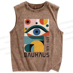 Unisex Colorful Art Eyes Printed Washed Tank Top