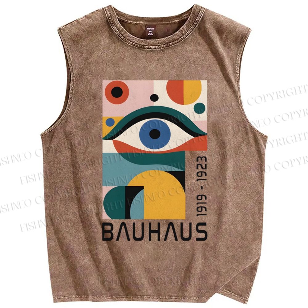 Unisex Colorful Art Eyes Printed Washed Tank Top