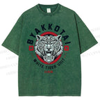 Unisex White Tiger Printed Washed Tee