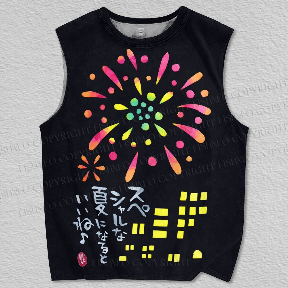 Unisex Fireworks Printed Tank Top