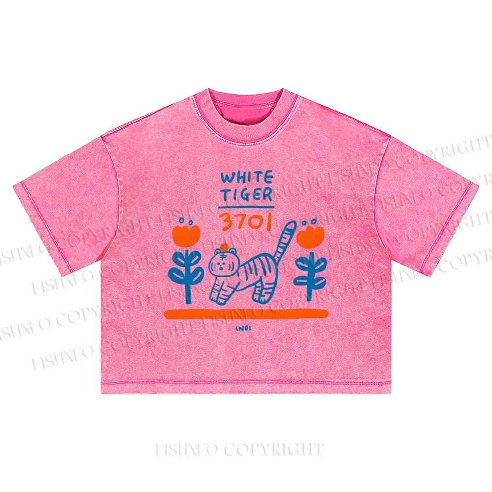 White Tiger Washed Cropped T-Shirt