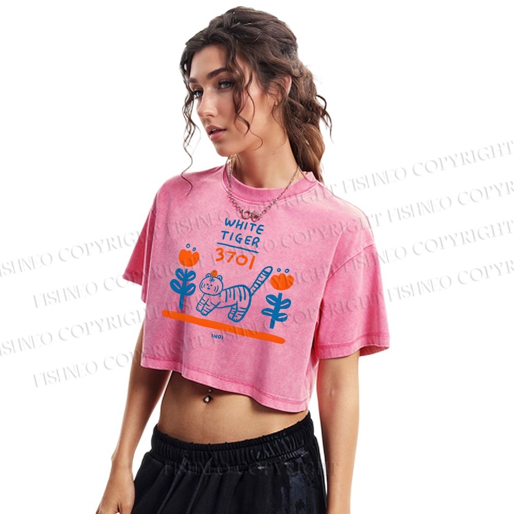 White Tiger Washed Cropped T-Shirt