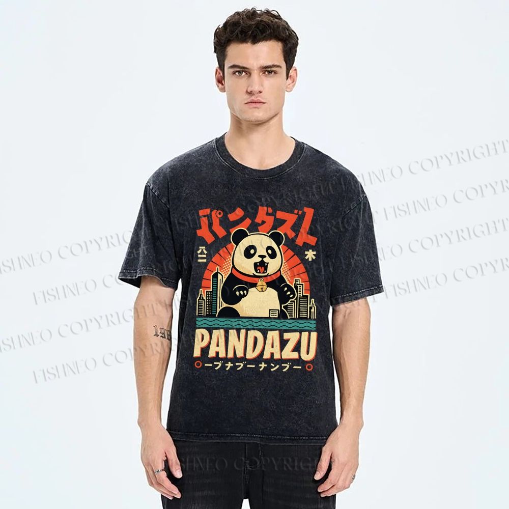 Unisex Pandazu Printed Washed Tee