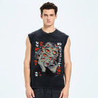 THOUSAND EYES GAZE Vintage Distressed Washed Tank Top