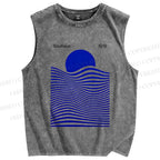 Unisex Geometric Stripes Printed Washed Tank Top