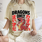 Unisex Dragons Printed Washed Tee