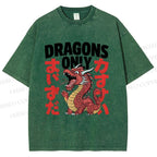 Unisex Dragons Printed Washed Tee