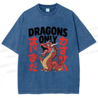 Unisex Dragons Printed Washed Tee