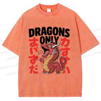 Unisex Dragons Printed Washed Tee