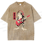 Unisex Musical Frog Printed Washed Tee