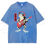 Unisex Musical Frog Printed Washed Tee
