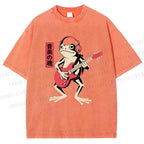 Unisex Musical Frog Printed Washed Tee