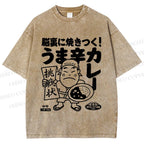 Unisex Vintage Japanese Poster Printed Washed Tee