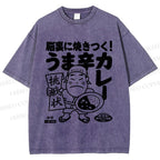 Unisex Vintage Japanese Poster Printed Washed Tee