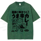 Unisex Vintage Japanese Poster Printed Washed Tee