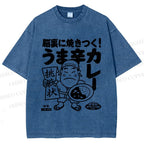 Unisex Vintage Japanese Poster Printed Washed Tee