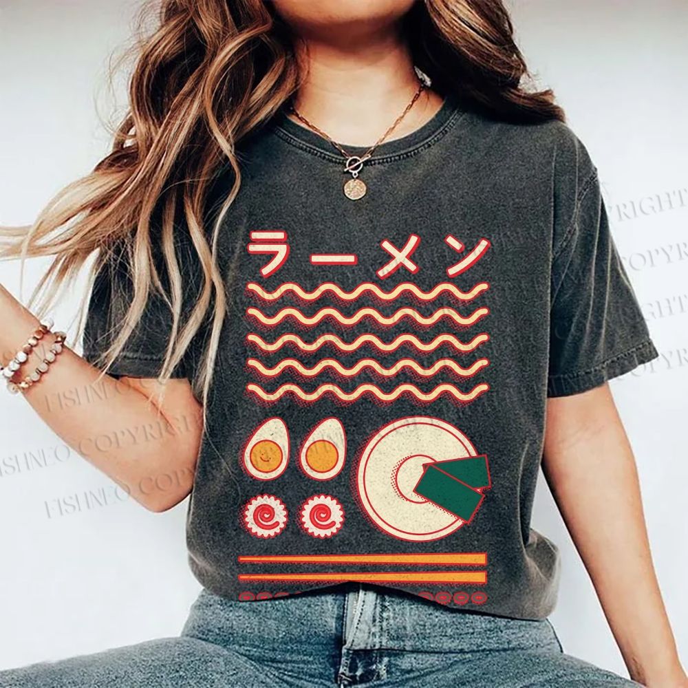 Unisex Japanese Breakfast Graffiti Printed Washed Tee