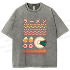 Unisex Japanese Breakfast Graffiti Printed Washed Tee
