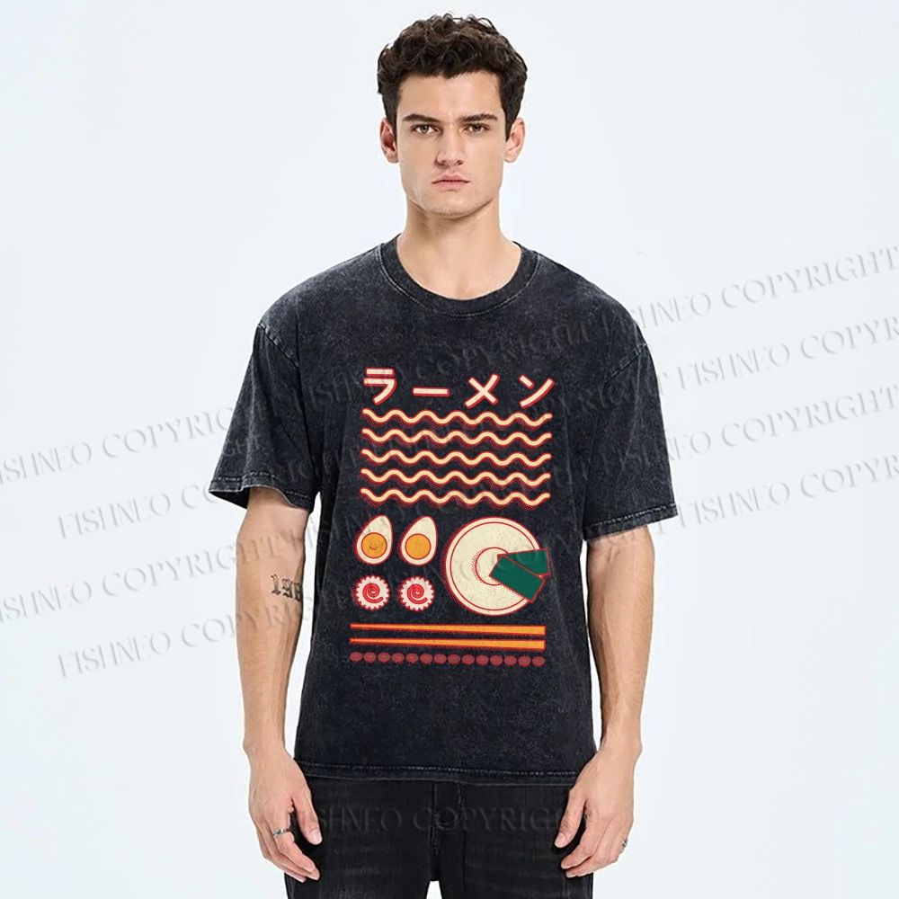 Unisex Japanese Breakfast Graffiti Printed Washed Tee