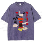 Unisex Japanese Vegetables Printed Washed Tee