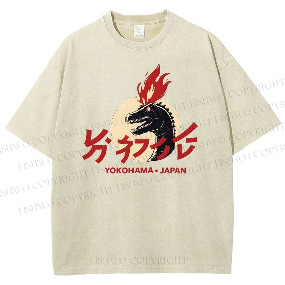 Unisex Yokohama Japan Printed Washed Tee