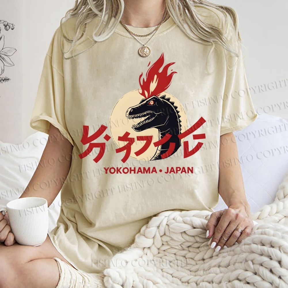 Unisex Yokohama Japan Printed Washed Tee