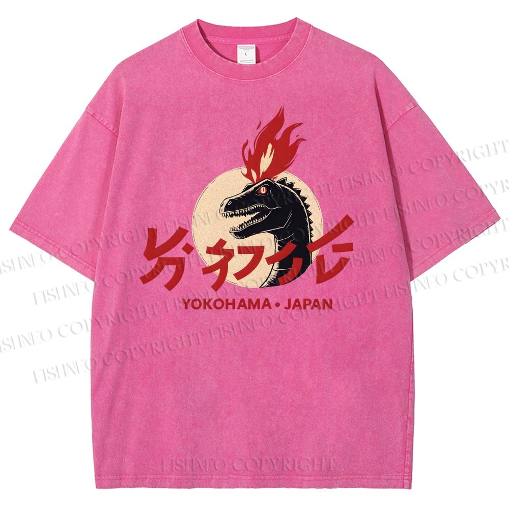 Unisex Yokohama Japan Printed Washed Tee