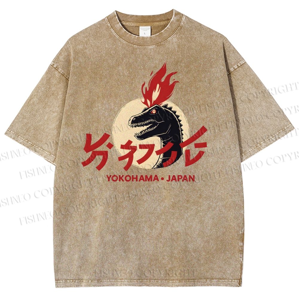 Unisex Yokohama Japan Printed Washed Tee