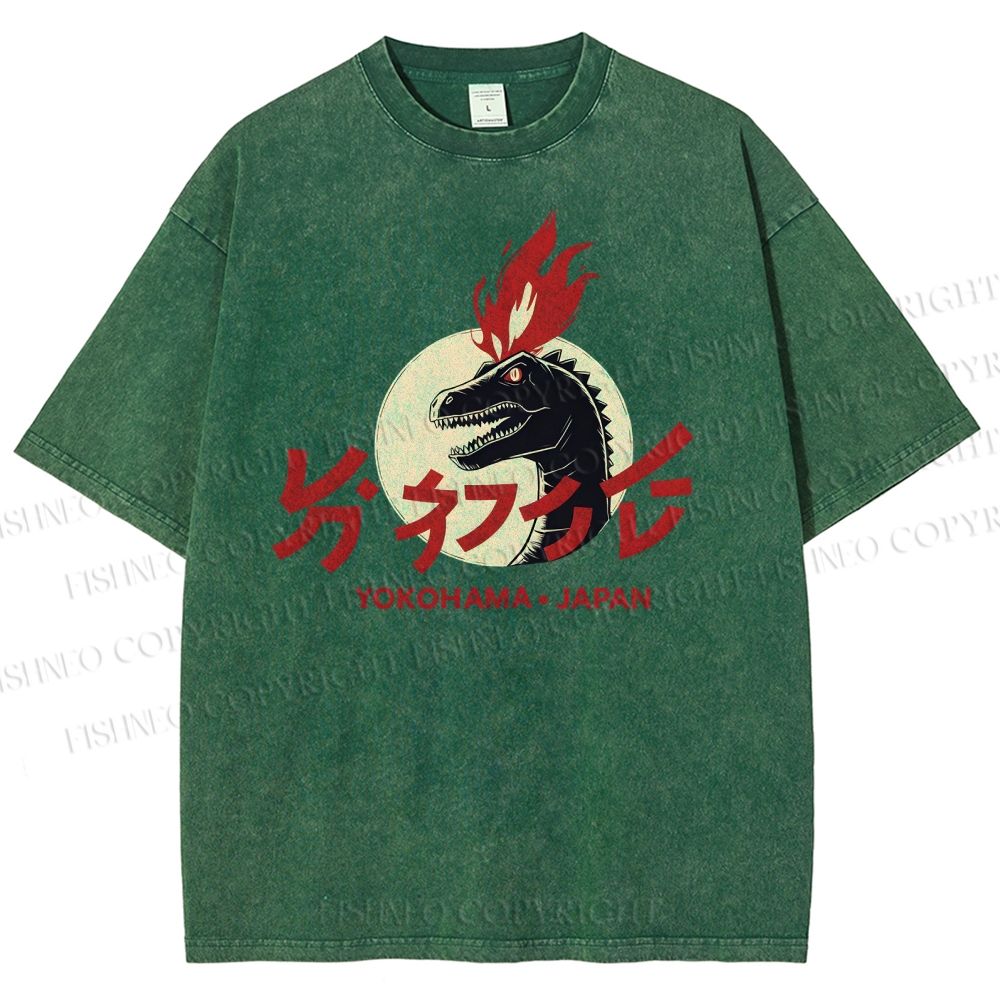 Unisex Yokohama Japan Printed Washed Tee