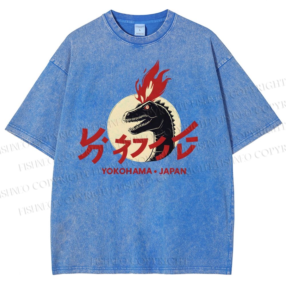 Unisex Yokohama Japan Printed Washed Tee