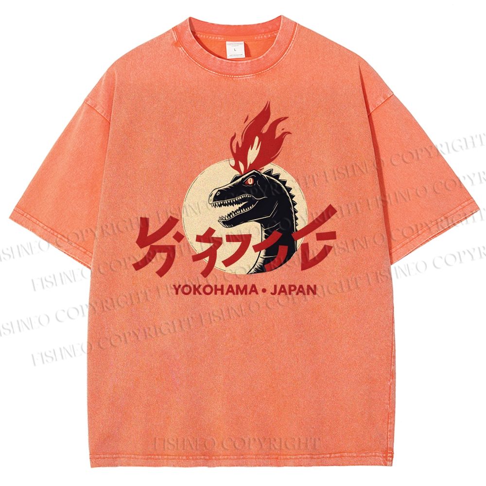 Unisex Yokohama Japan Printed Washed Tee