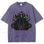 Unisex Cat With Artistic Eyes Printed Washed Tee
